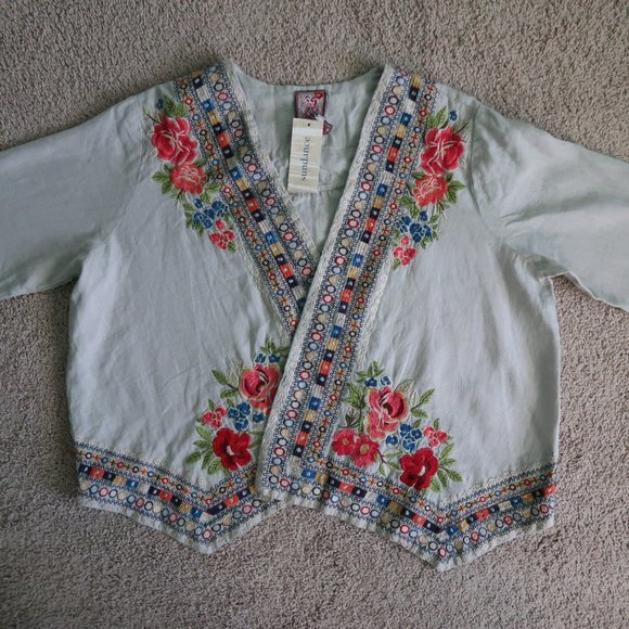 Johnny Was Jackets & Blazers - Johnny Was LA Embroidered Linen Bolero Jacket